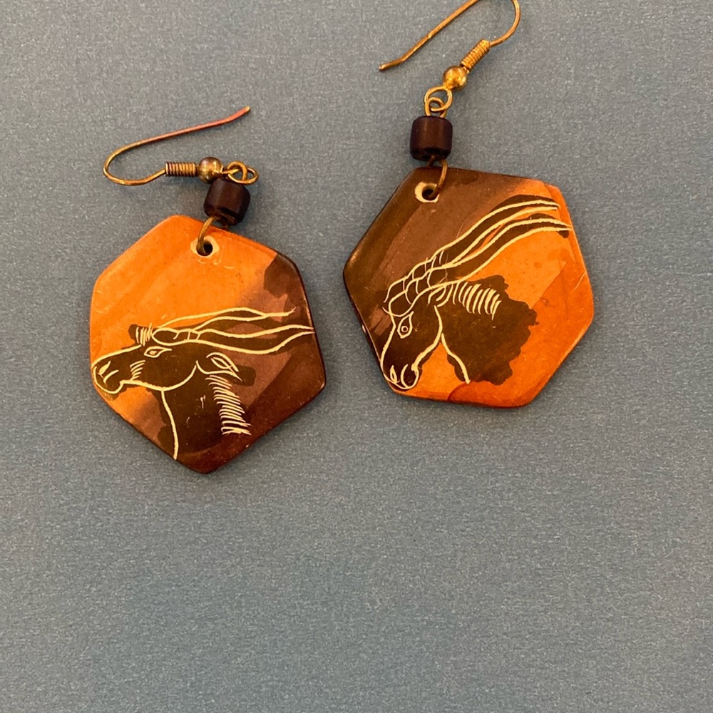 Hexagonal Animal Print Earrings